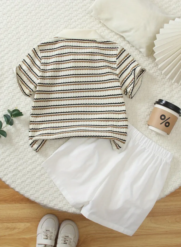 Cream Black Stripe Comfortable Summer T Shirt Pant Design - Image 7