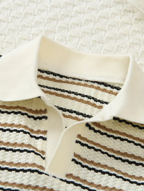 Cream Black Stripe Comfortable Summer T Shirt Pant Design - Image 6