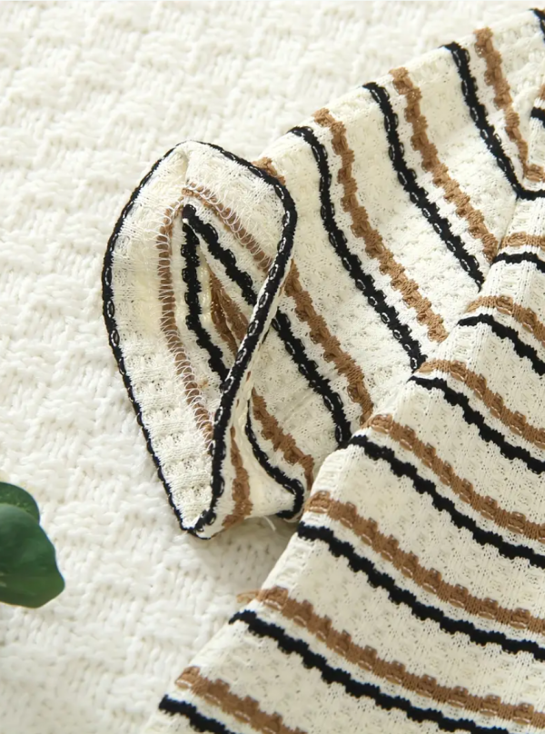 Cream Black Stripe Comfortable Summer T Shirt Pant Design - Image 4