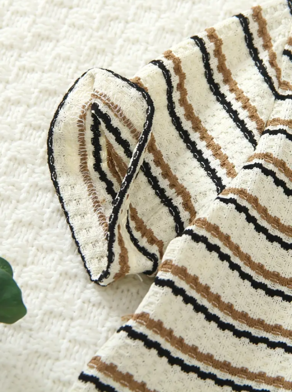 Cream Black Stripe Comfortable Summer T Shirt Pant Design - Image 2