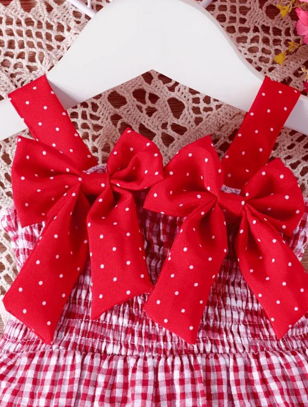 Cute Strawberry Plaid Pattern Sleevelss Dress - Image 6