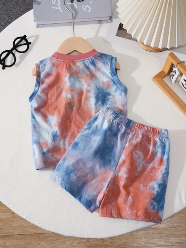 Smile Embroidery Multi Colour Sleeveless T Shirt And Pant Design - Image 2
