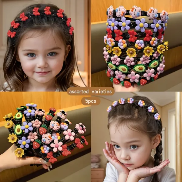 5 Piece Cute Resin Flower Hair Bands, Assorted Colors, All-Season Non-Textile Hair Accessories for Daily Use - Image 4