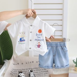Enjoy The Moment Print White Shirt And Denim Pant