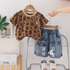 Brown Leopard Print Modern Baby Boy Casual Dress