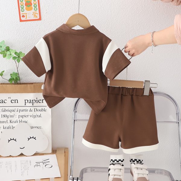 Letter Print Full Brown T Shirt And Pant Boys Design - Image 2