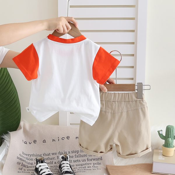 Orange White Car Print T Shirt With Pant Design - Image 2
