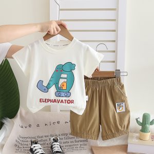 Elephavator Print White T Shirt With Blue Pant Design