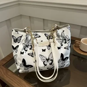Black And White Butterfly Handbags Tote Shoulder Crossbody Bag For Women