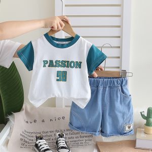 Passion Letter Print Green White T Shirt And Pant Design