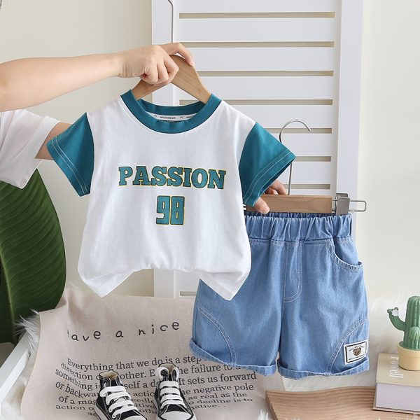 Passion Letter Print Green White T Shirt And Pant Design