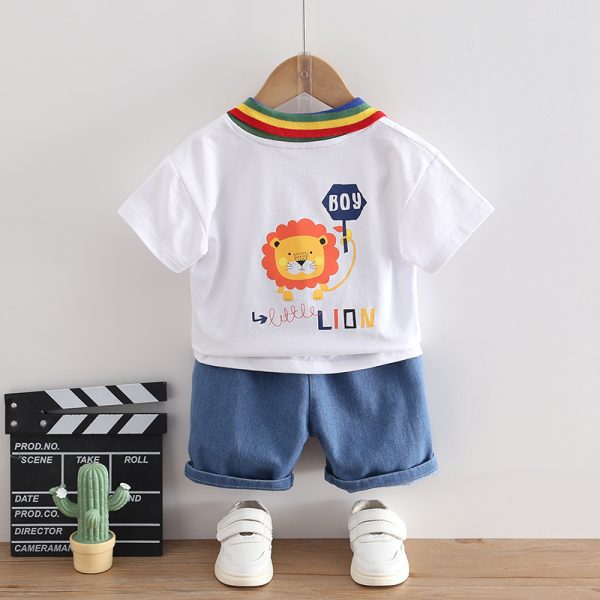 Cute Lion White T Shirt Print Light WhiteT Shirt And Denim Pant Design - Image 2