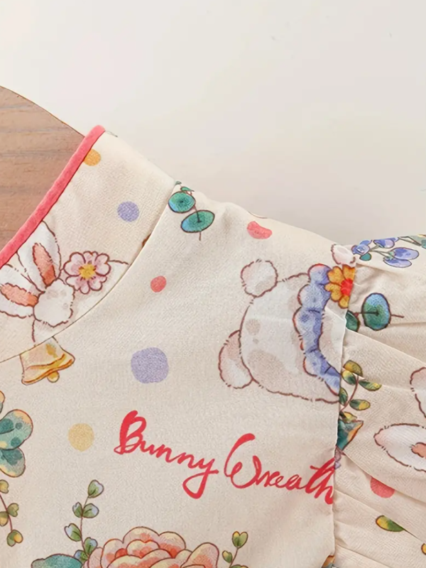 Summer Rabbit Floral Summer V Neck Chinese Cheongsam Style - Image 6