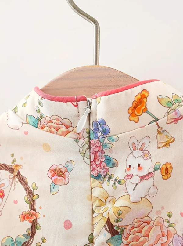 Summer Rabbit Floral Summer V Neck Chinese Cheongsam Style - Image 8
