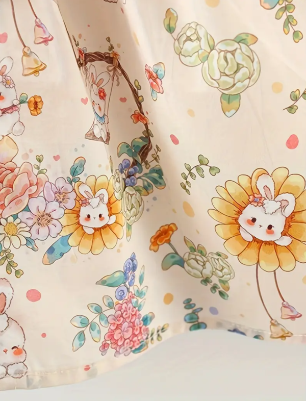 Summer Rabbit Floral Summer V Neck Chinese Cheongsam Style - Image 3