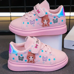 Cute And Trendy Pink Cartoon Print  Butterfly Shoe Design