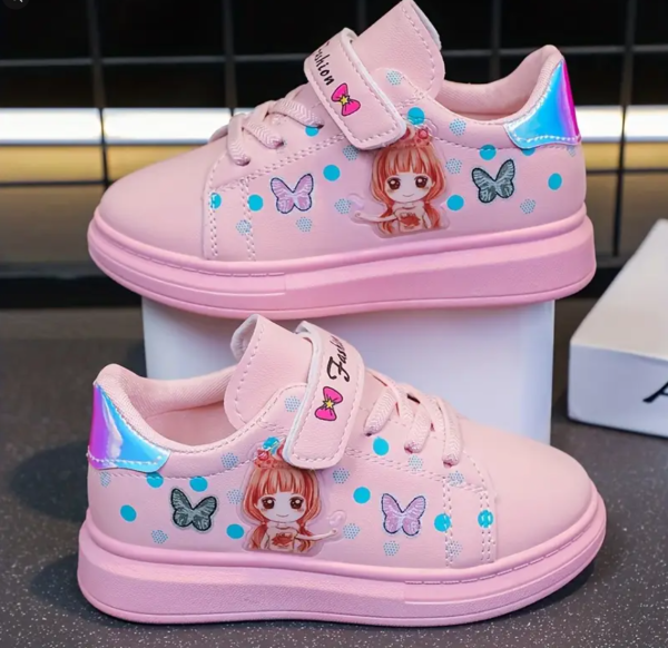 Cute And Trendy Pink Cartoon Print  Butterfly Shoe Design