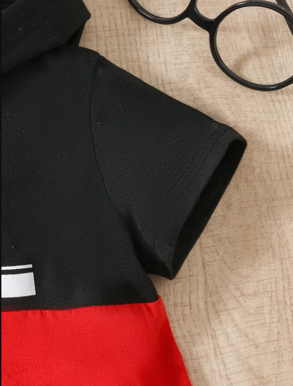 Baby Boy Hooded Summer Set Red And Black Comfortable Baby Wear - Image 3