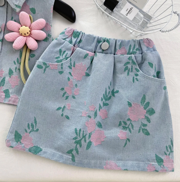Korean Style Cute Floral Sleevelss Top And Pant Baby Girl Design - Image 3