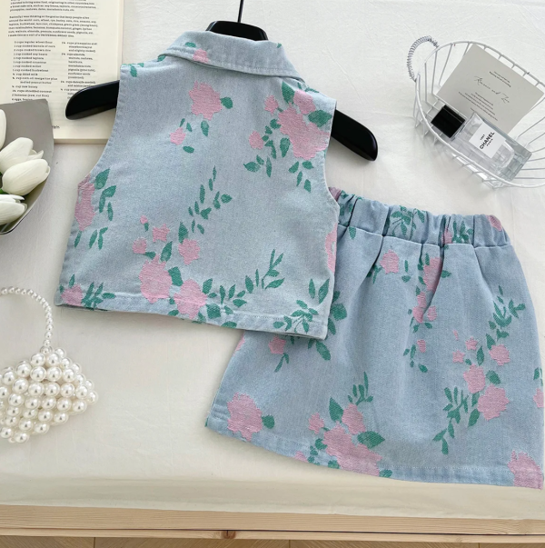 Korean Style Cute Floral Sleevelss Top And Pant Baby Girl Design - Image 4
