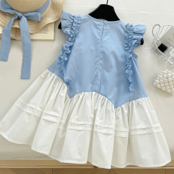Cute Summer Baby Girl Blue Polka Dot Dress - Image 2