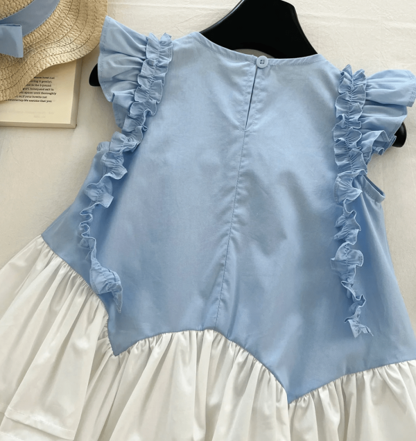 Cute Summer Baby Girl Blue Polka Dot Dress - Image 4