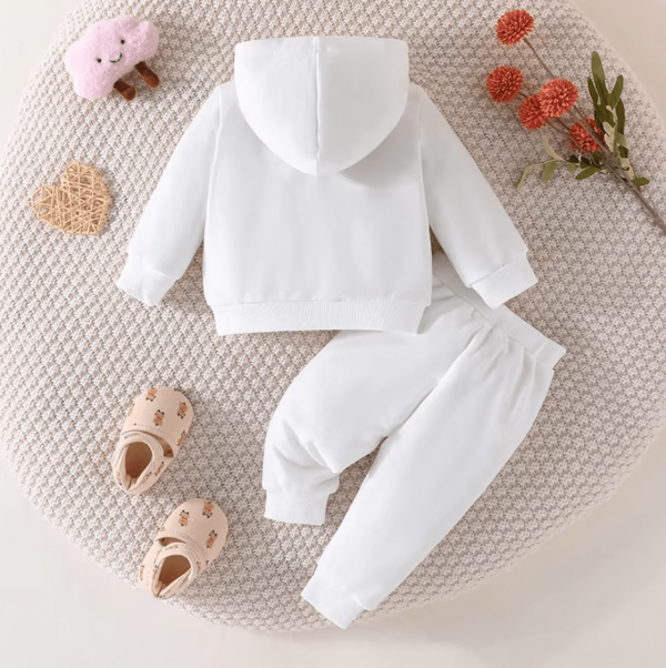 Baby Boy Hooded I LOVE PAPA Printed White T Shirt Pant Set - Image 3