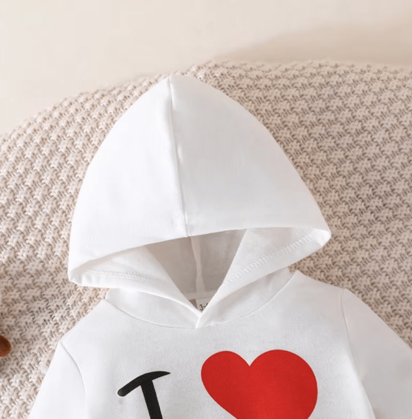 Baby Boy Hooded I LOVE PAPA Printed White T Shirt Pant Set - Image 2
