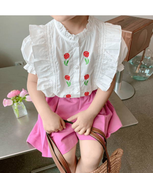 Summer Pinkish Purple Modern Baby Girl Blouse Pant