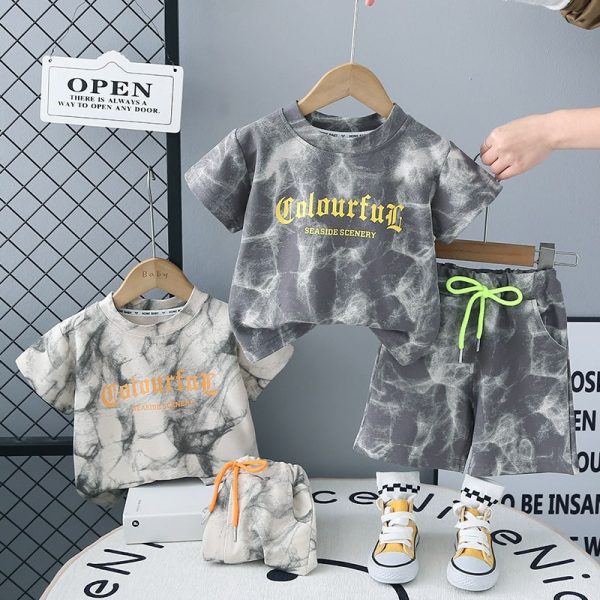 Letter Random Print Grey Colour T Shirt And Pant Design