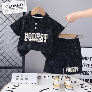 PODEST letter Print Black Colour T Shirt And Pant Design