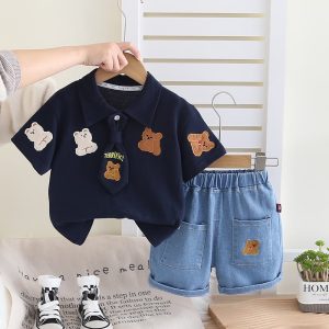 Black Embroidery Shirt Pant Design With Tie