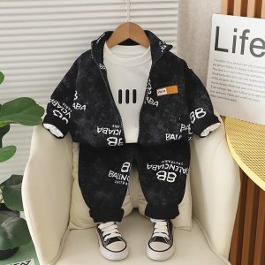 Long Sleeve Modern Luxury Letter Print Baby Boy Dress