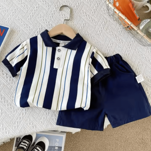 Blue White Verticle Stripe T Shirt And Blue Pant Design