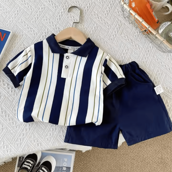 Blue White Verticle Stripe T Shirt And Blue Pant Design