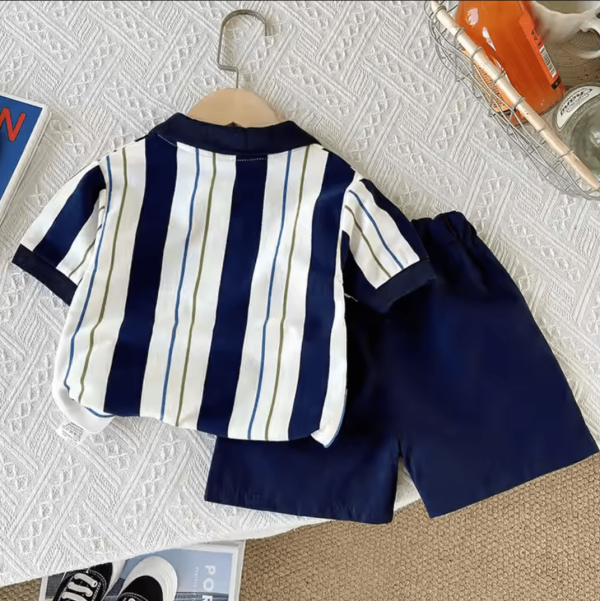Blue White Verticle Stripe T Shirt And Blue Pant Design - Image 5