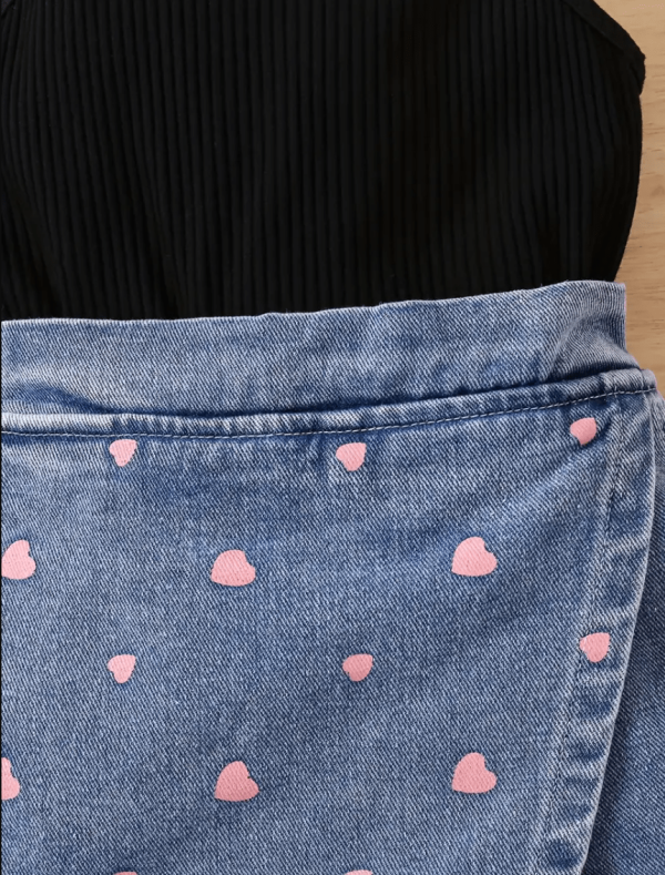 Summer Sleeveless Modern Black Top And Denim Skirt Pant Design - Image 5