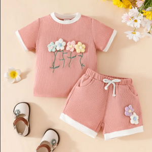 Girl Knit 2 Pcs Floral T Shirt Pant Design