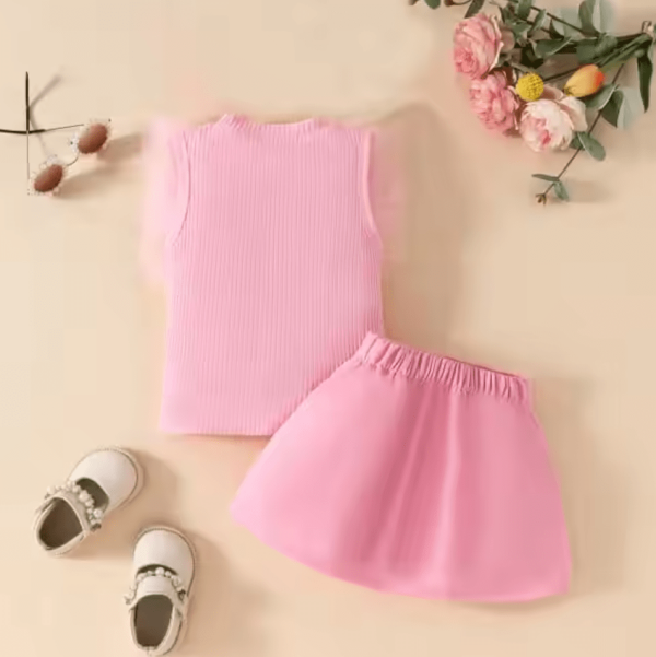 Rose Pink Ruffle Top And Skirt Baby Girl Dress Design - Image 2