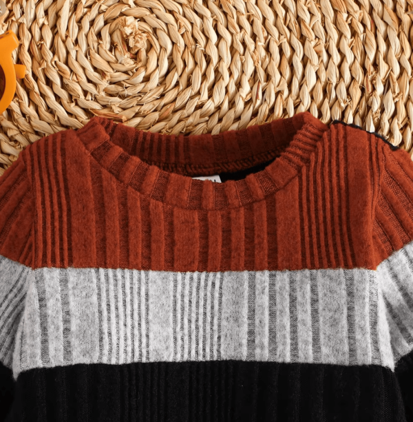 Spring and Autumn Fashion Striped Long-Sleeve Top Black T Shirt And Long Pant - Image 3
