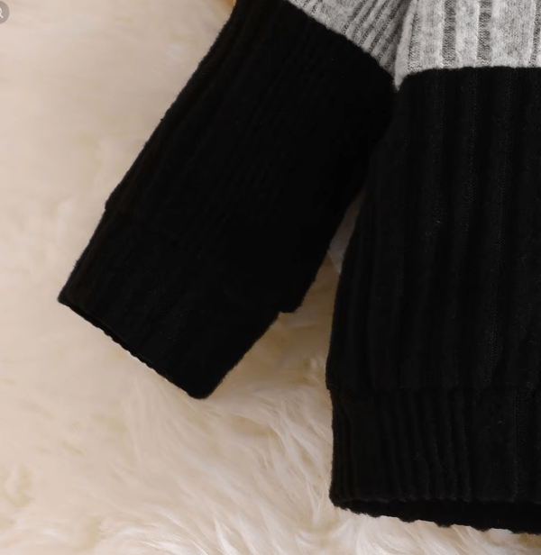 Spring and Autumn Fashion Striped Long-Sleeve Top Black T Shirt And Long Pant - Image 4