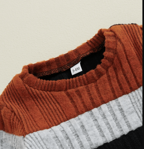 Spring and Autumn Fashion Striped Long-Sleeve Top Black T Shirt And Long Pant - Image 5