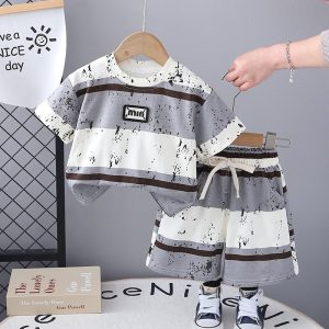 Light Grey White Horizontal Stripe T Shirt And Pant Design