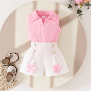 Pink Sleeveless Modern Top And White Stylish Floral Pant