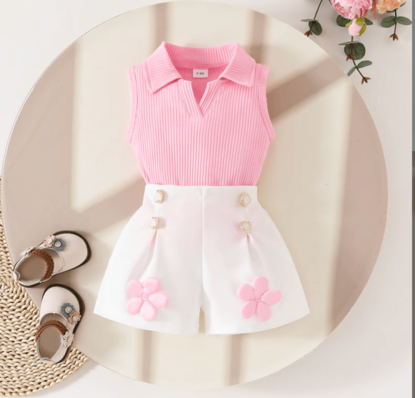Pink Sleeveless Modern Top And White Stylish Floral Pant