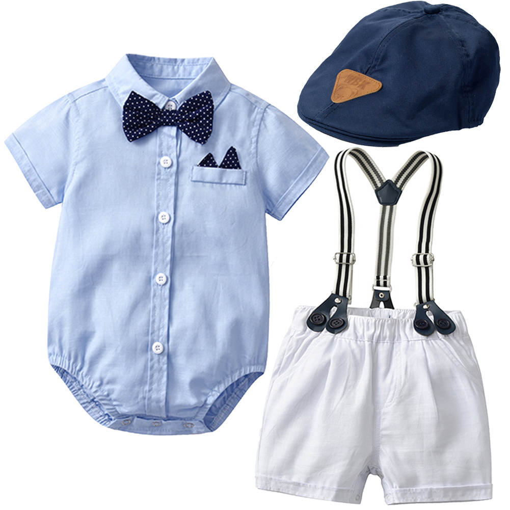 5 Piece Blue And White Short Pant Party With Cap - The Kids Boutique