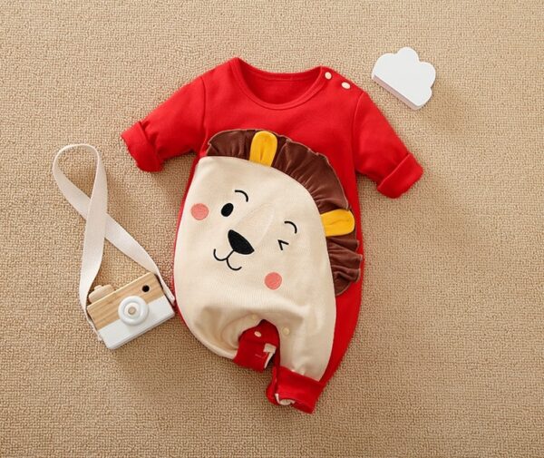 Cute Hedgehog In Red Cotton One Piece