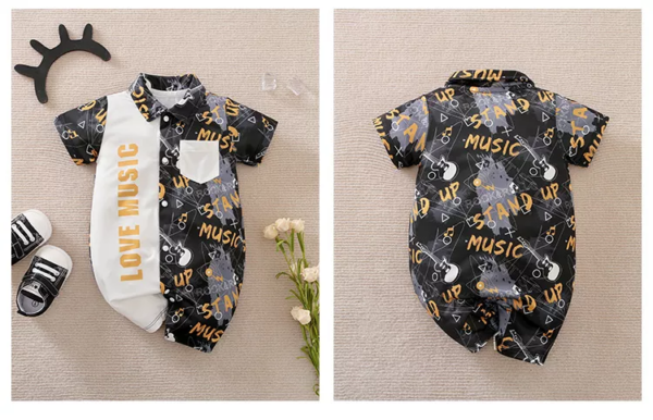 "Love Music" Short Sleeve Baby Romper