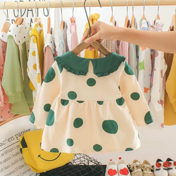 Polka Dot Green Little Girl Dress - Image 2