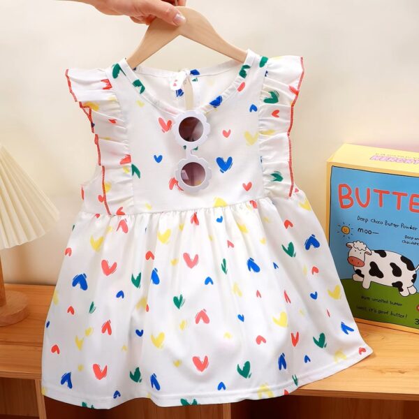 Sweet Heart Pattern Multi Colour Baby Girl Frock